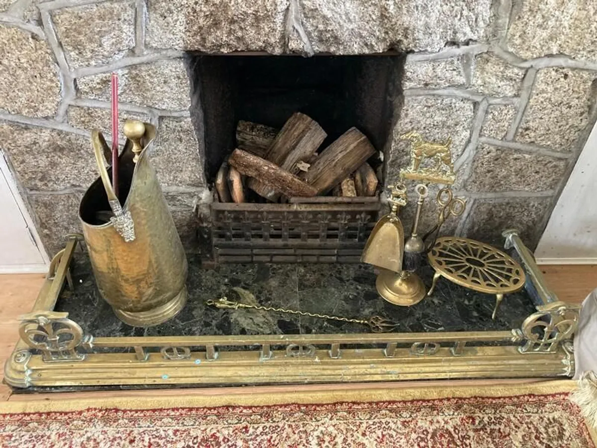 Brass fireplace set