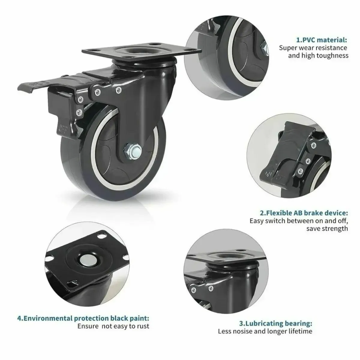 Castor Wheel 50mm Heavy Duty 200KG Capacity - Image 4