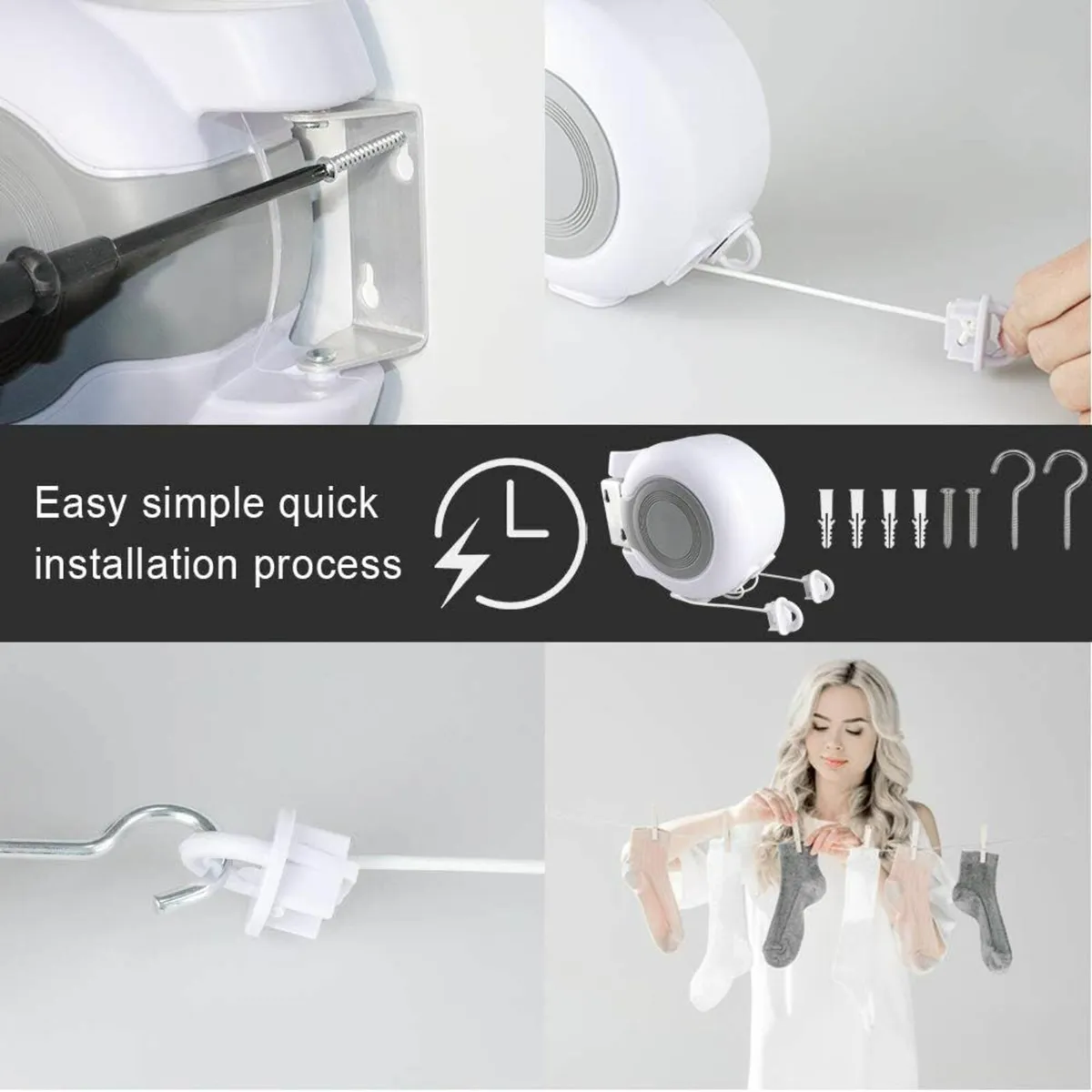 Washing Lines Outdoor Dual Heavy Duty 30M White - Image 2