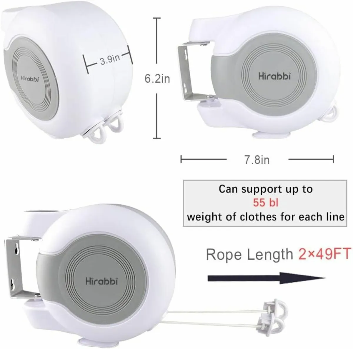 Washing Lines Outdoor Dual Heavy Duty 30M White - Image 3