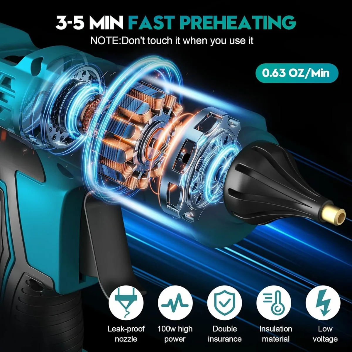 Cordless Hot Glue Gun, 2000mAh 12pcs Glue Sticks - Image 2