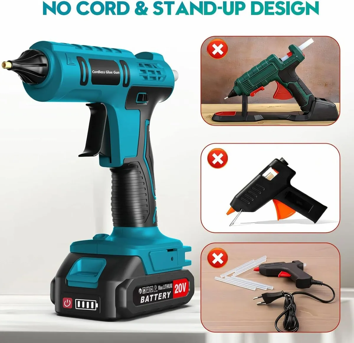 Cordless Hot Glue Gun, 2000mAh 12pcs Glue Sticks - Image 4
