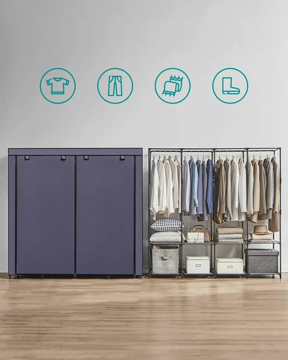 Clothes Wardrobe, Portable Closet Blue bedroom - Image 2