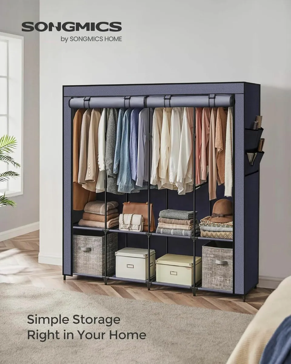 Clothes Wardrobe, Portable Closet Blue bedroom - Image 3
