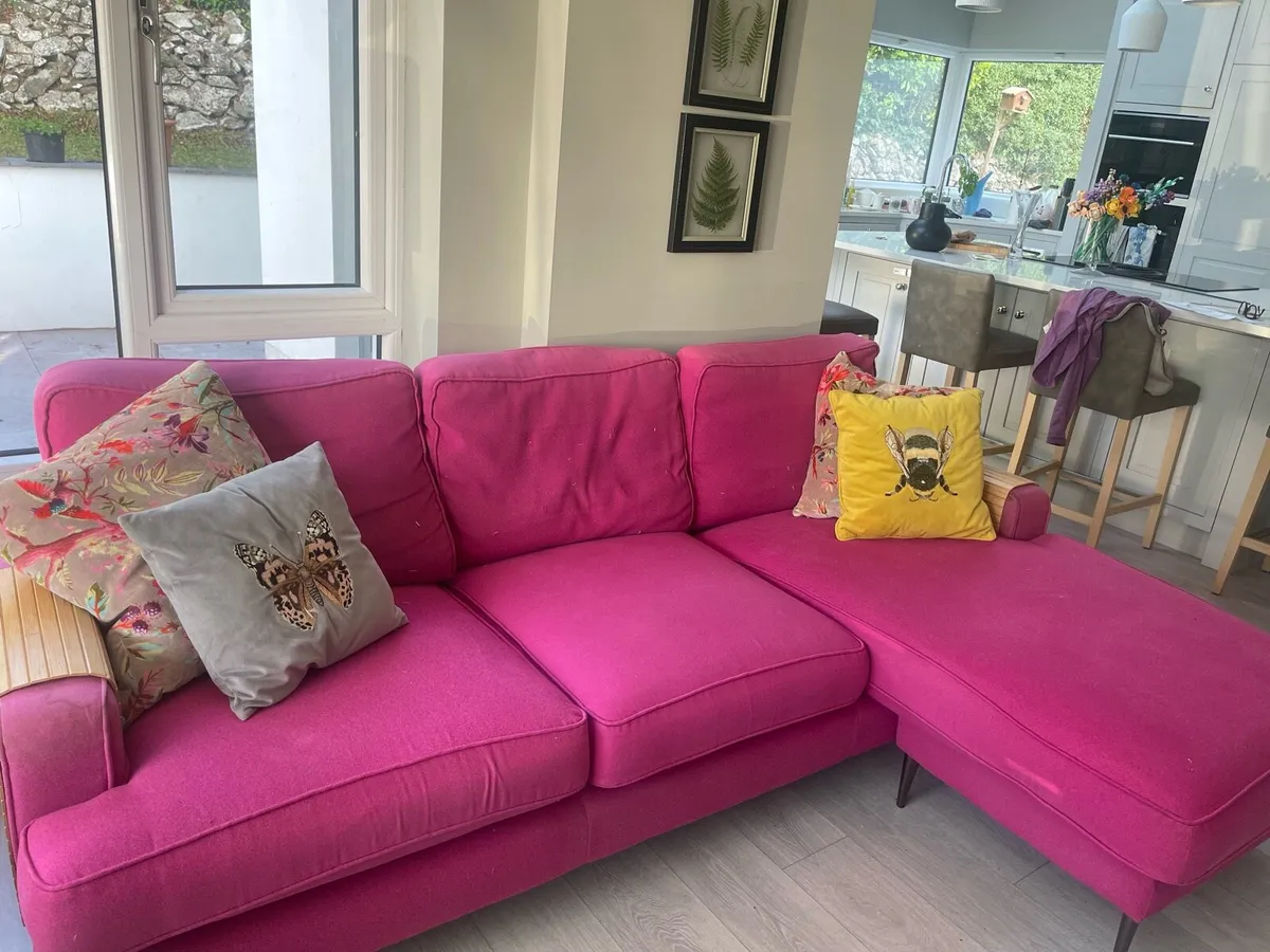 Pink 3 seater sofa - Image 1
