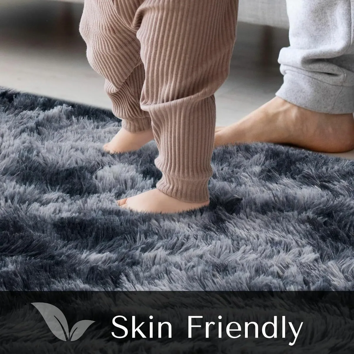 Living Room Grey Rugs Soft Fluffy Grey 120x160cm - Image 4