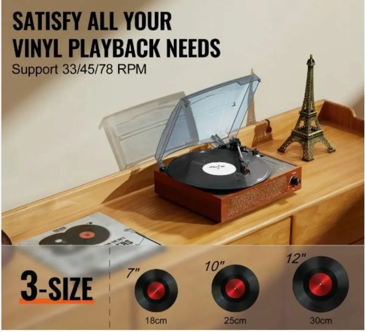 Bluetooth Vinyl Record Player 3-Speed - Image 2