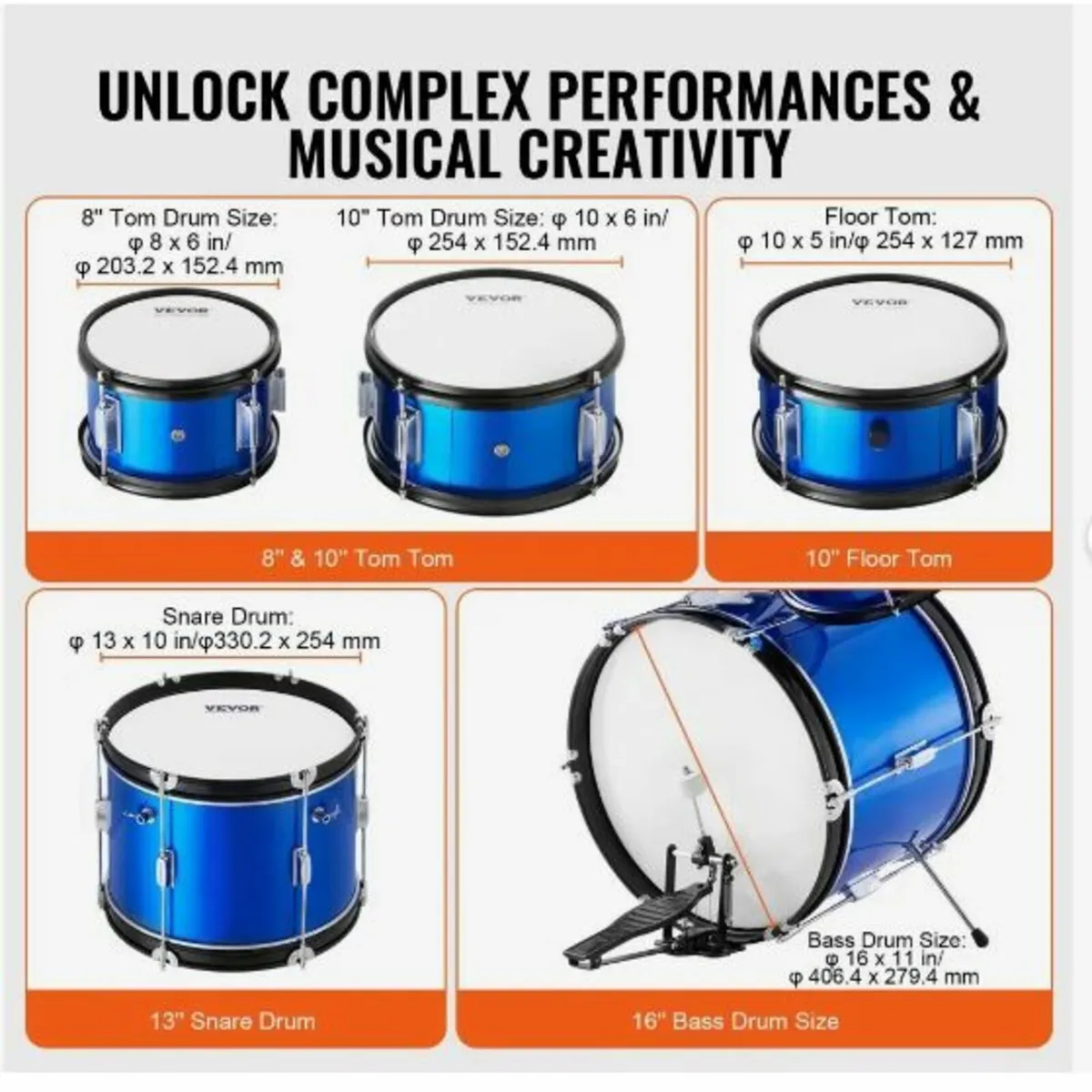 Kids Drum Set 5-Piece 16 in Beginner - Image 3