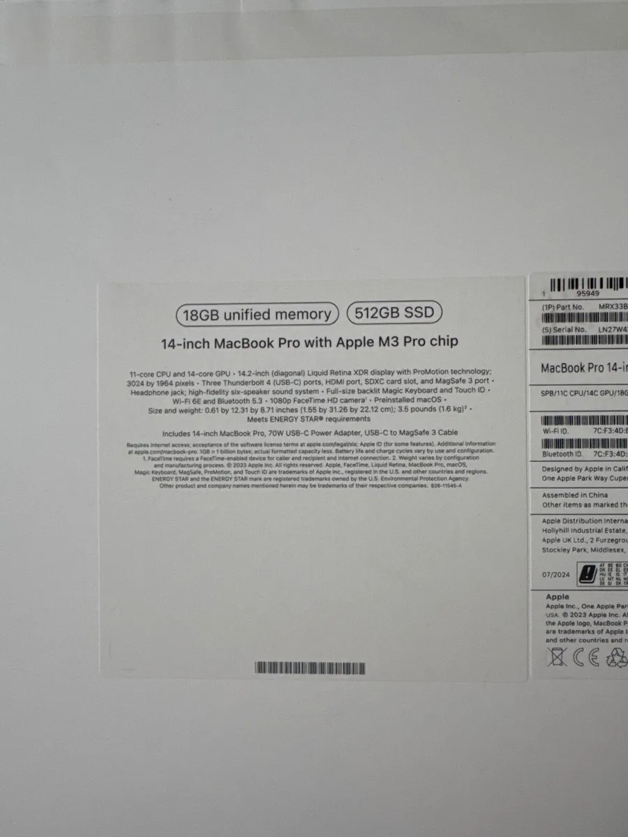 MacBook Pro 14” M3 Pro – 18GB / 512GB – Like New - Image 1