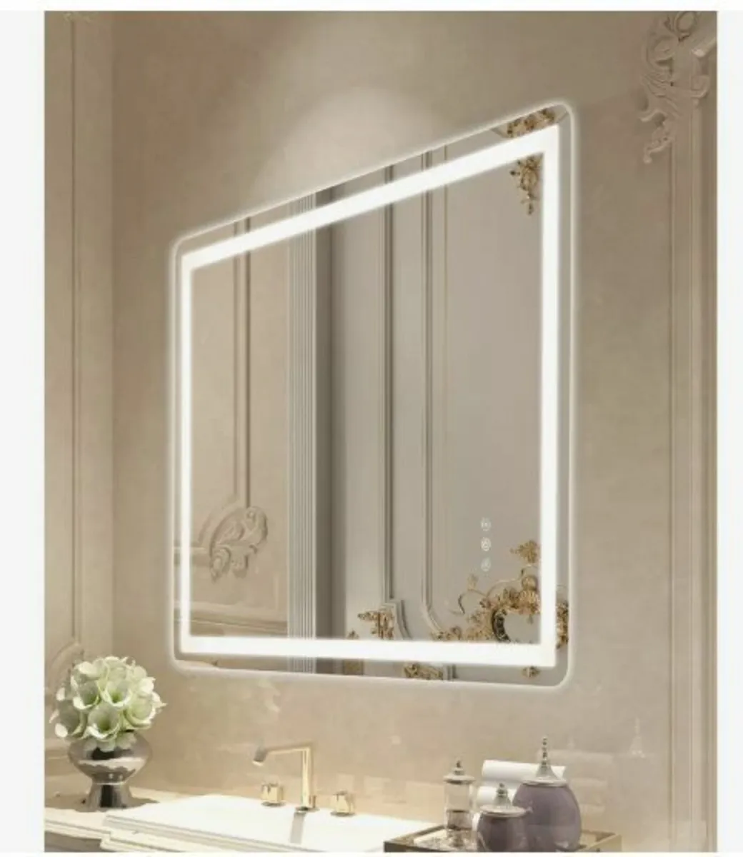 LED Bathroom Mirror 3 Color Anti-fog Wall Mounted - Image 1