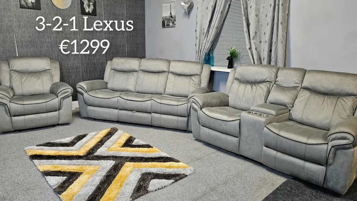 NEW Living Room Sofa - Lexus 3+2+1 Set, USB - Image 1