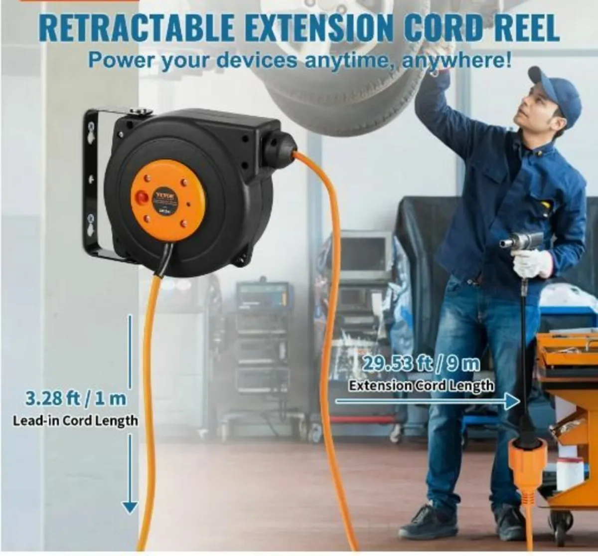 Retractable Extension Cord Reel Power - Image 3
