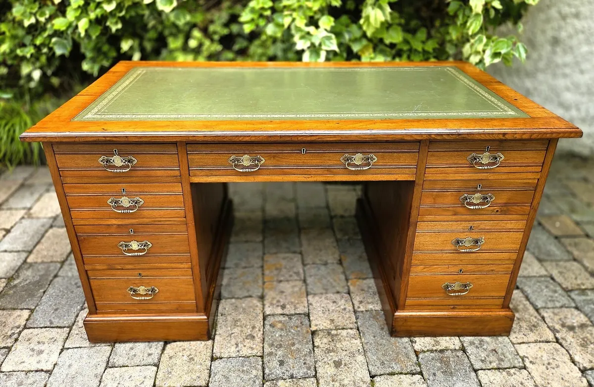 Edwardian Twin Pedestal Desk- Circa 1905 - Image 2
