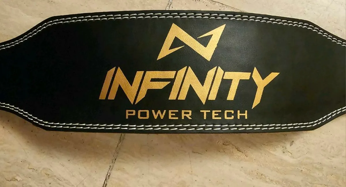 Black Leather Weightlifting Belt – Infinity Power - Image 2