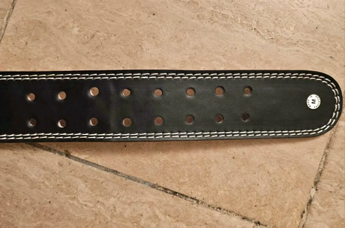 Black Leather Weightlifting Belt – Infinity Power - Image 4
