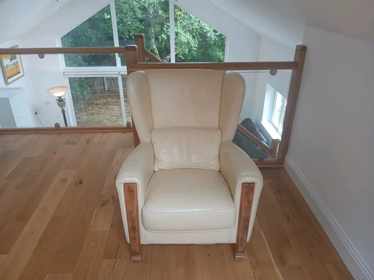 Beige leather chair - Image 1