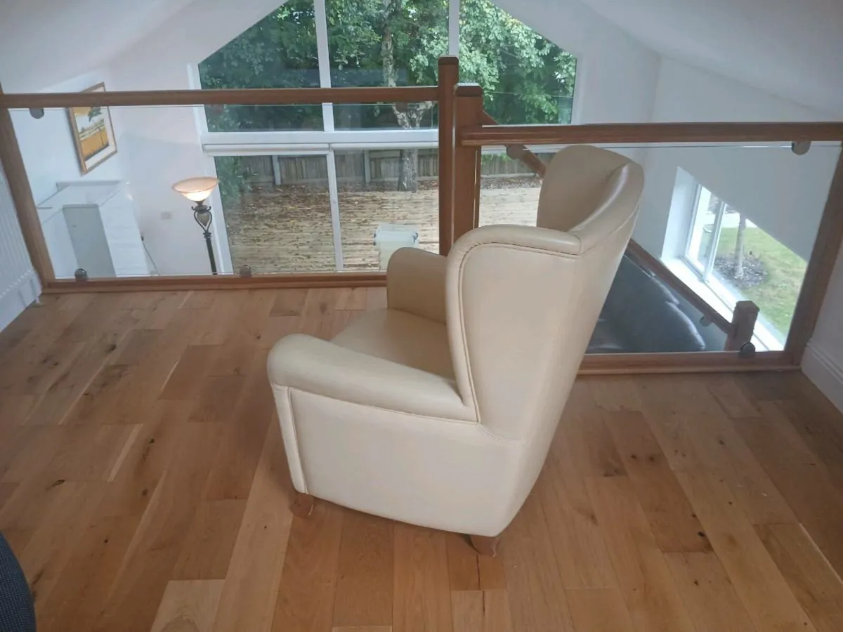 Beige leather chair - Image 2