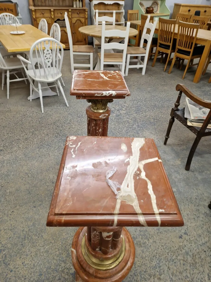 Pair large vintage marble columns, pedestals - Image 3