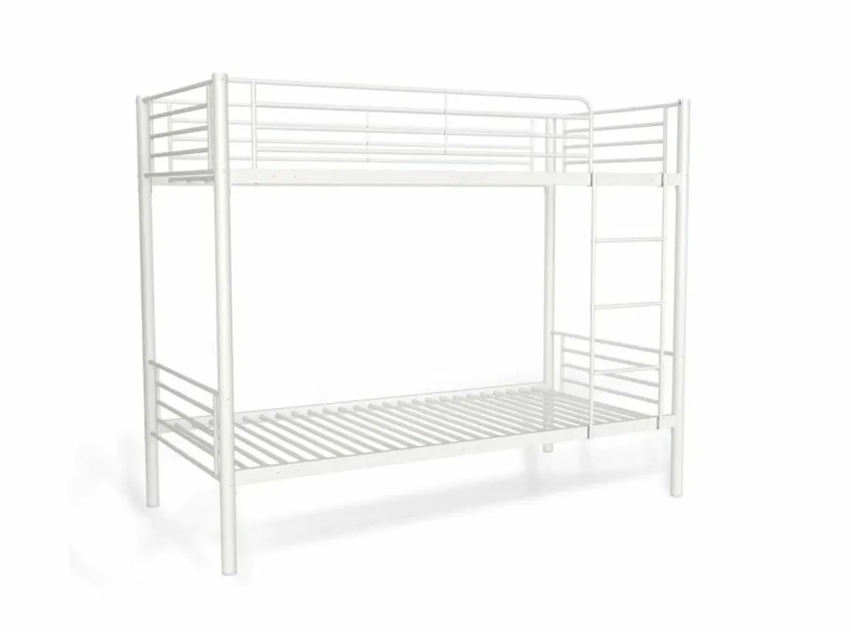 Metal Single Bunk Bed Frame- white- Free Deliver - Image 2