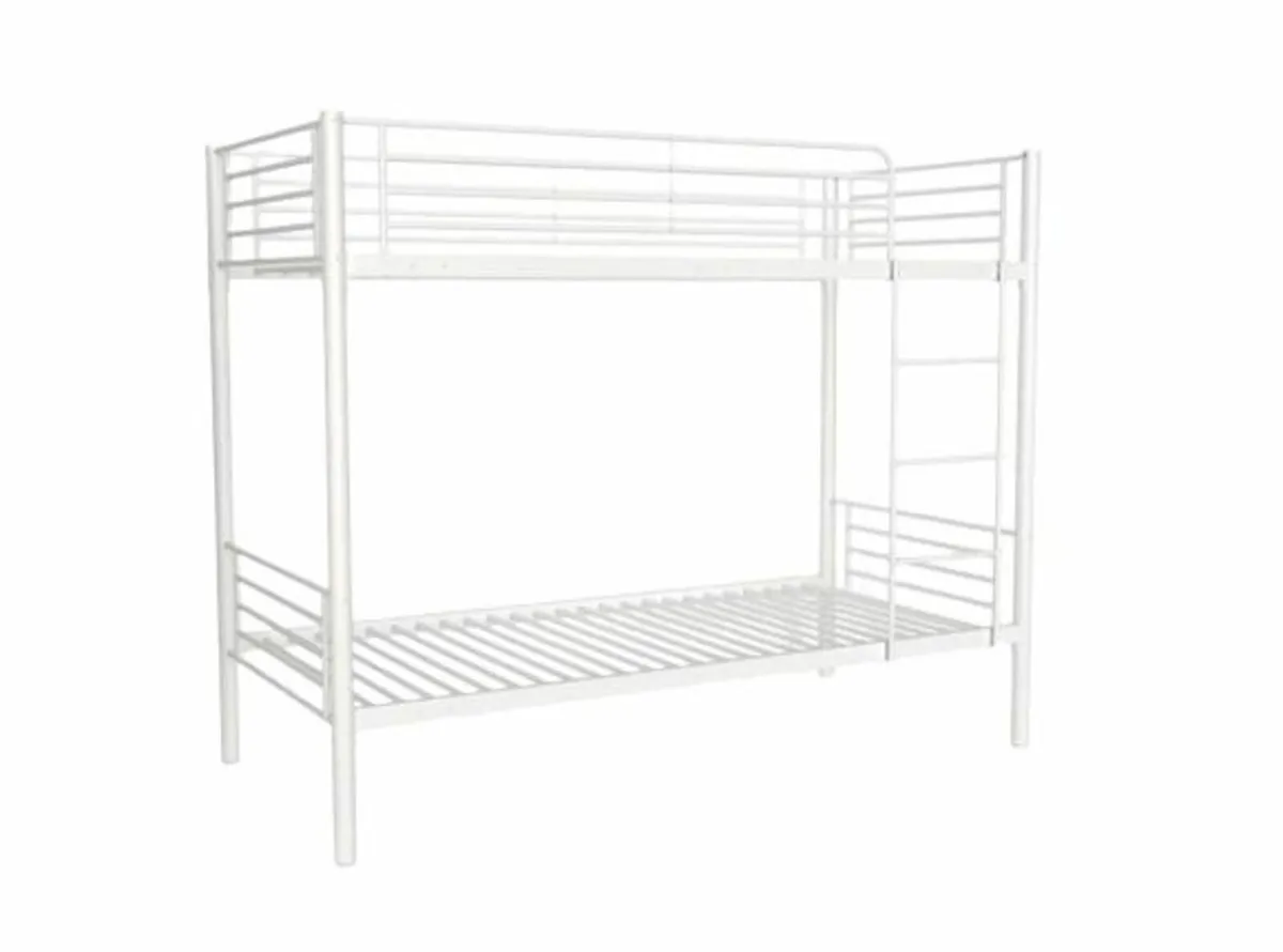 Metal Single Bunk Bed Frame- white- Free Deliver - Image 3