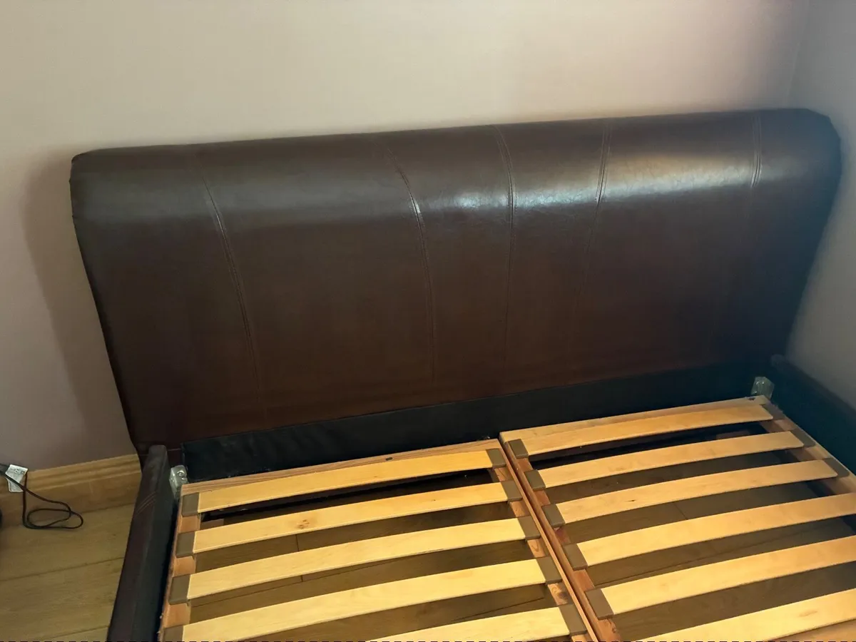 King size leather sleigh bed frame - Image 2