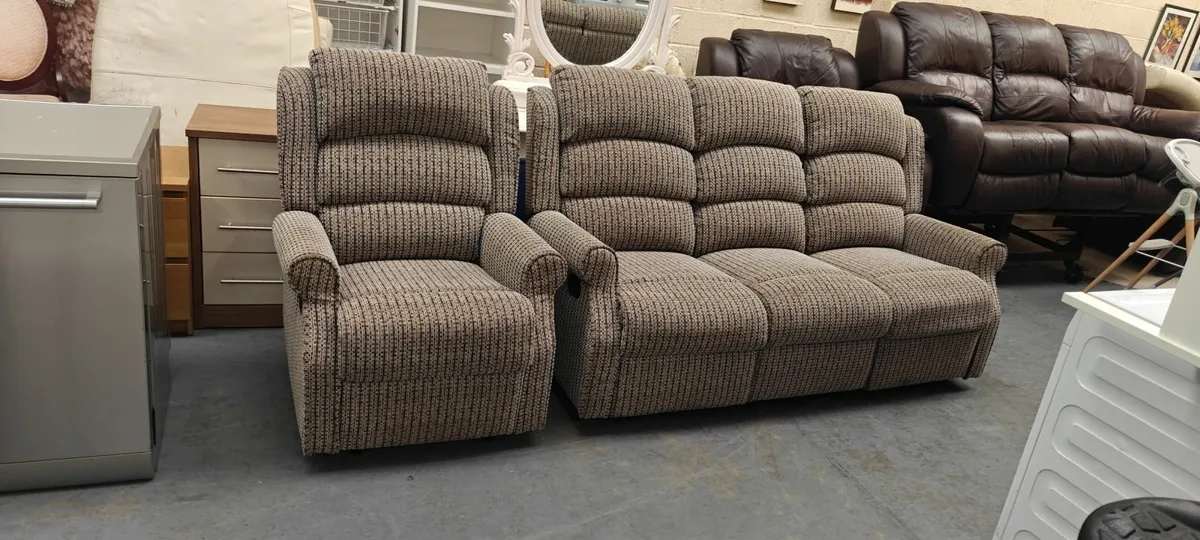 3+1 Grey Fabric Recliners Suite - Image 2