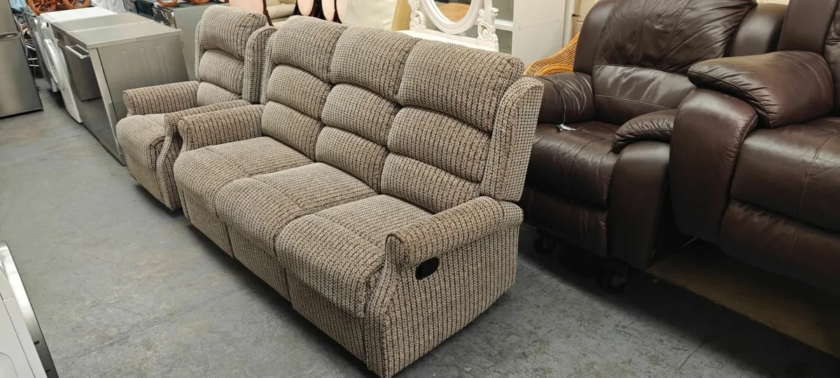 3+1 Grey Fabric Recliners Suite - Image 3