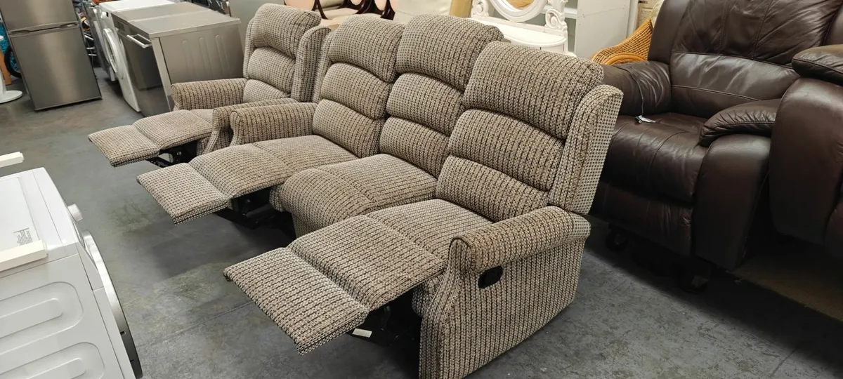 3+1 Grey Fabric Recliners Suite - Image 1