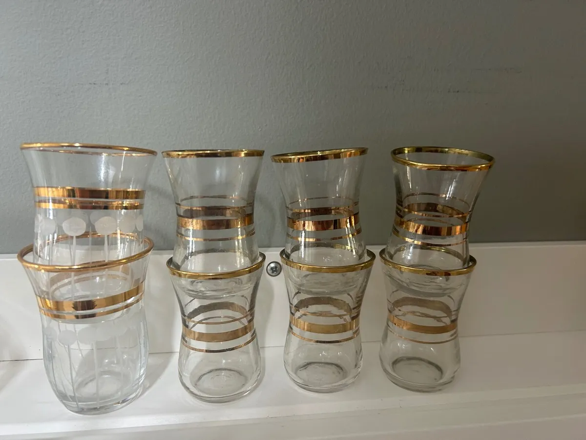 Gold rimmed Turkish tea set - Image 1