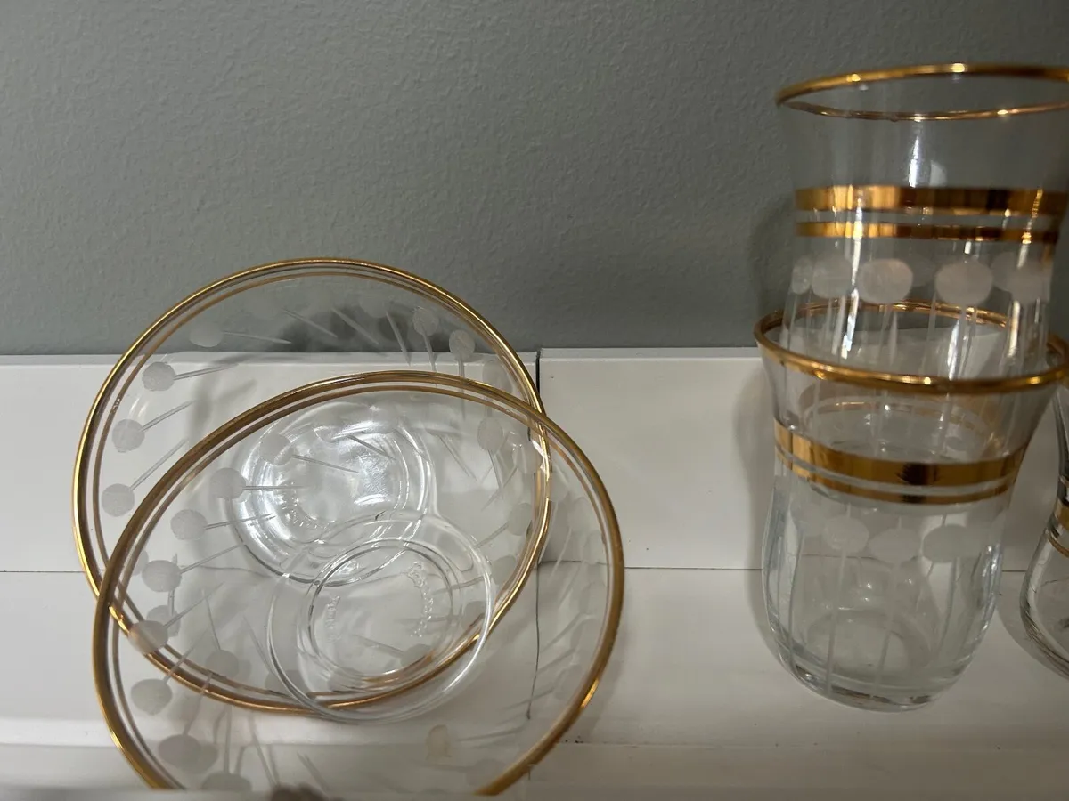 Gold rimmed Turkish tea set - Image 2