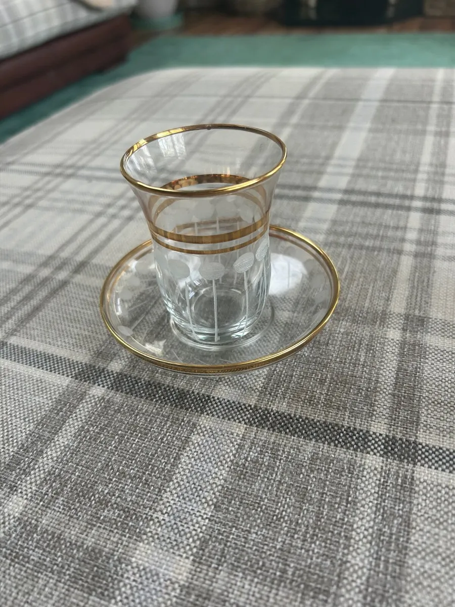 Gold rimmed Turkish tea set - Image 4