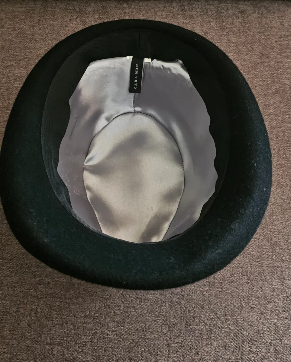 Zara Man Black Fedora Hat with Satin Lining - Size - Image 1