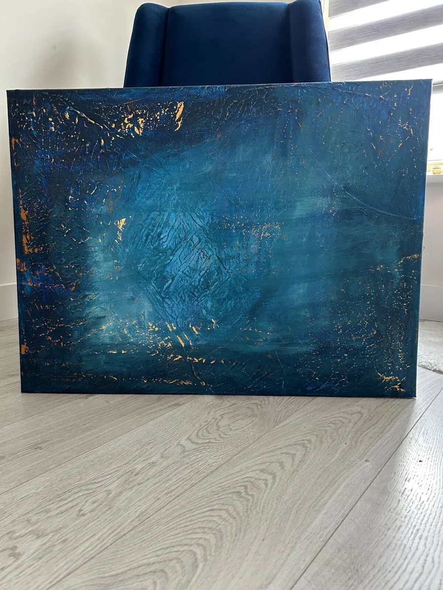 Large blue abstract painting - Image 1