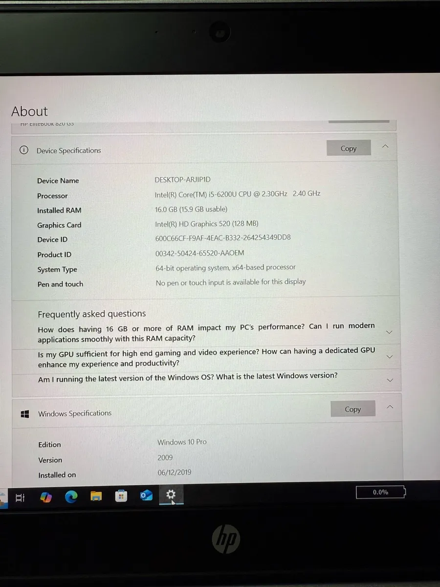 HP elitebook i5 16-256 win 10 - Image 2