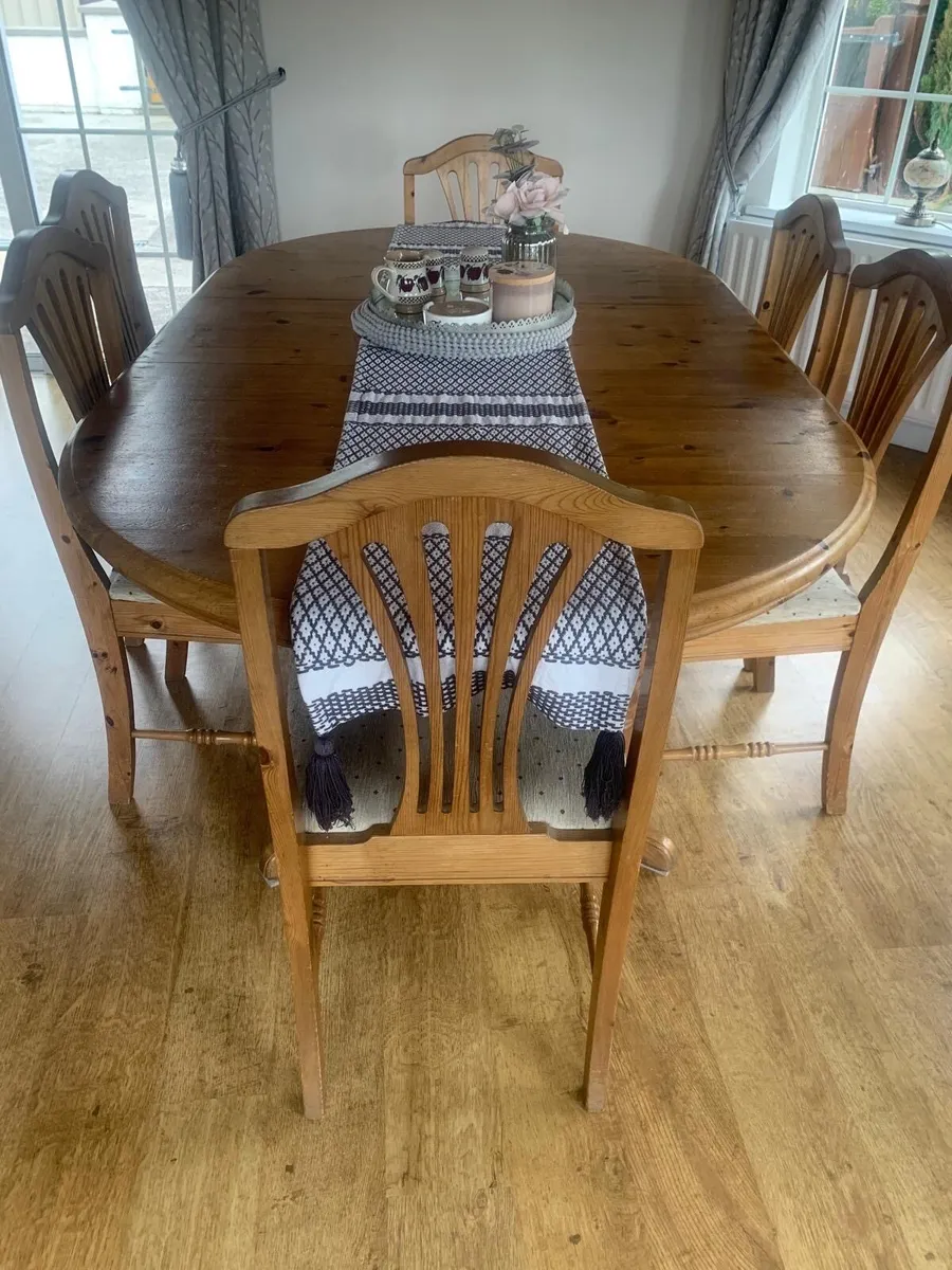 Pine Dining Table & Chairs - Image 1