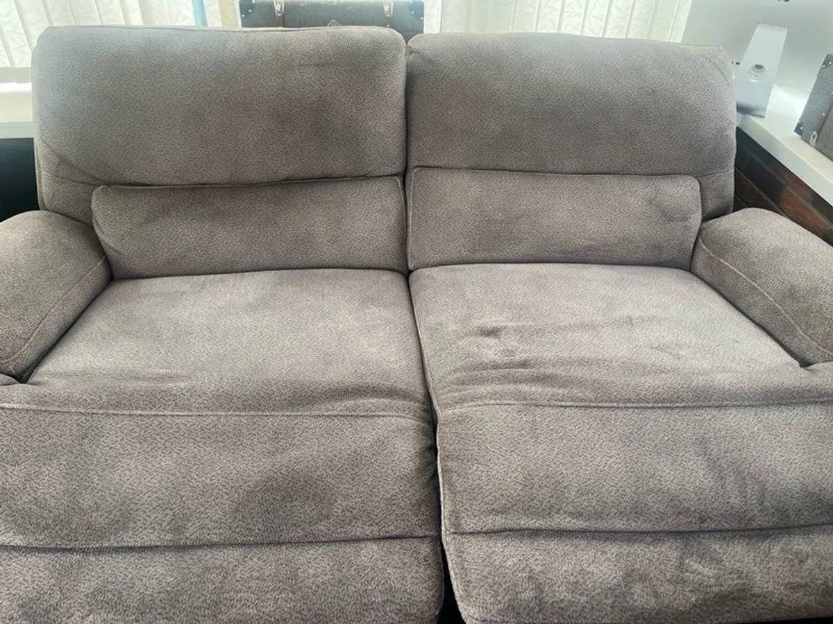 Grey Electric reclining couch with USB ports - Image 2