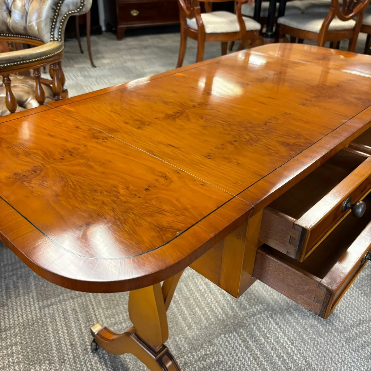 Yew drop leaf occasional side writing console tabl - Image 2