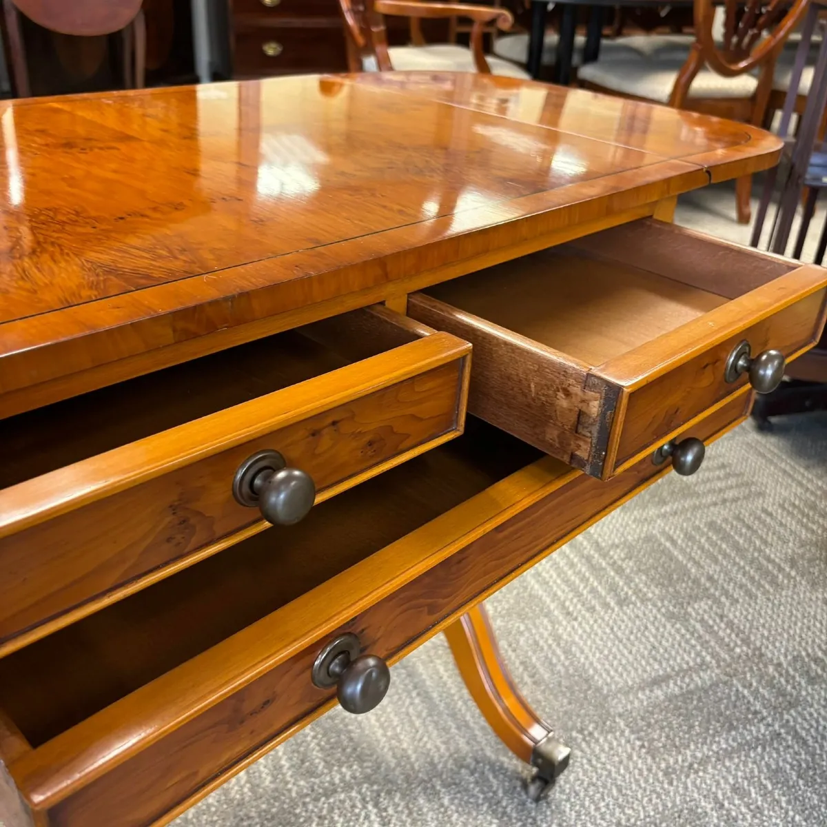 Yew drop leaf occasional side writing console tabl - Image 4