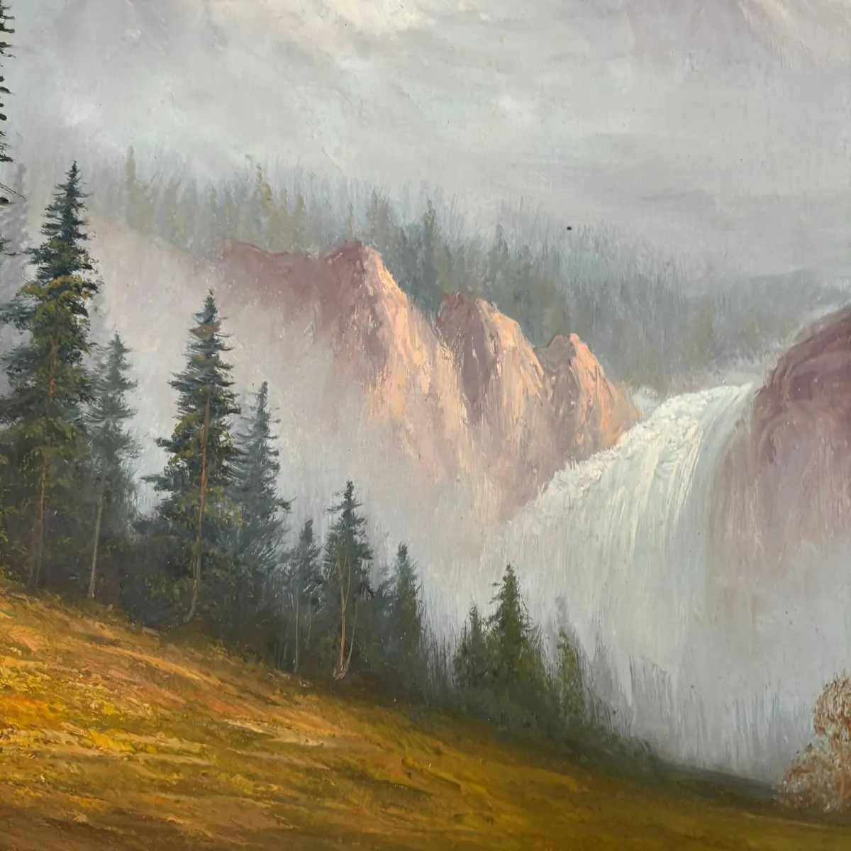 "Mountainous view" Signed. Oil on canvas in ornate - Image 2