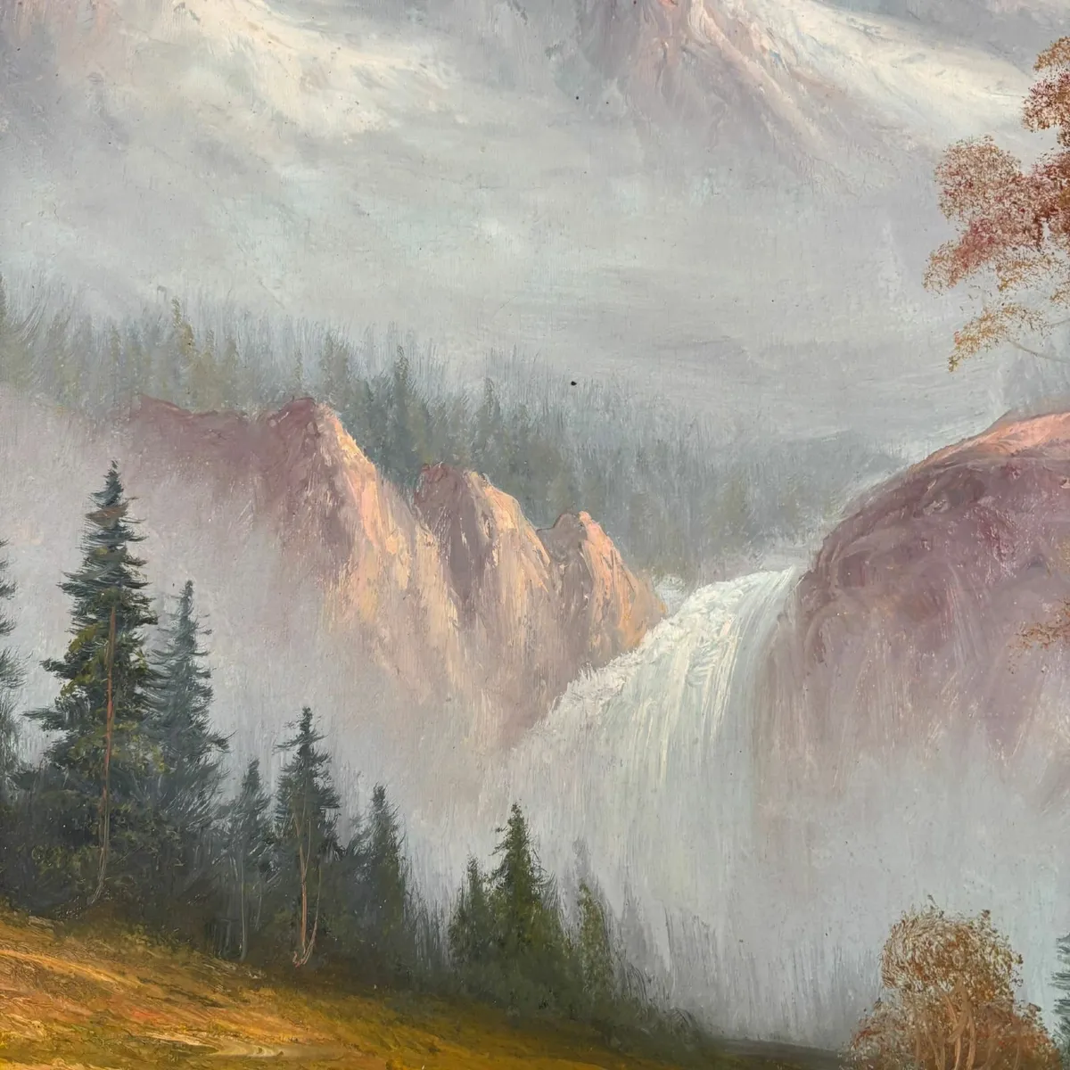 "Mountainous view" Signed. Oil on canvas in ornate - Image 4