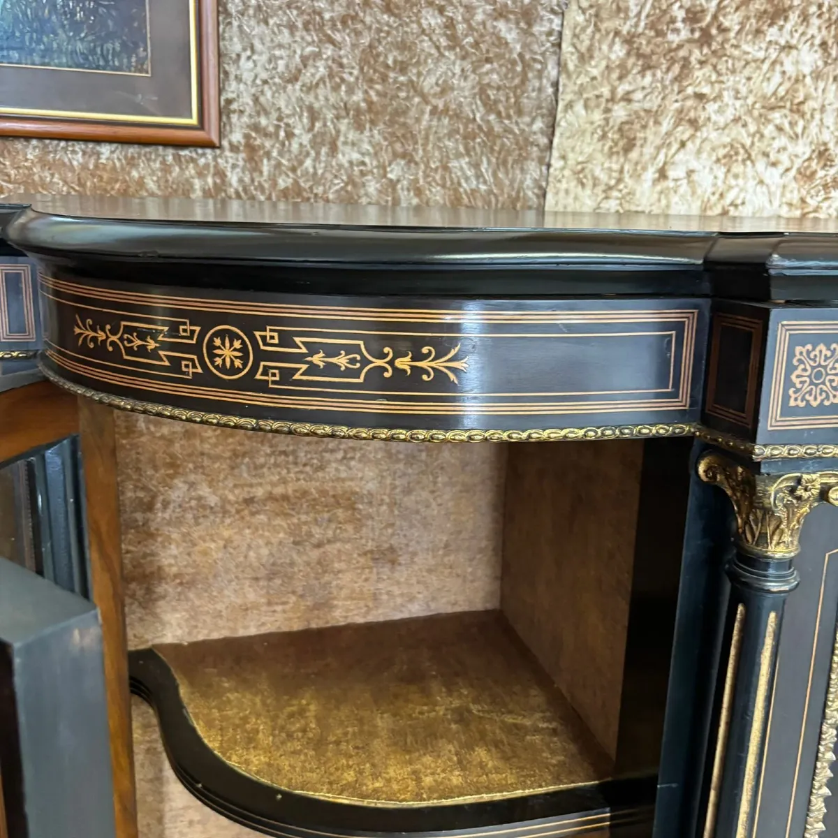Victorian ebonised inlaid credenza - Image 1