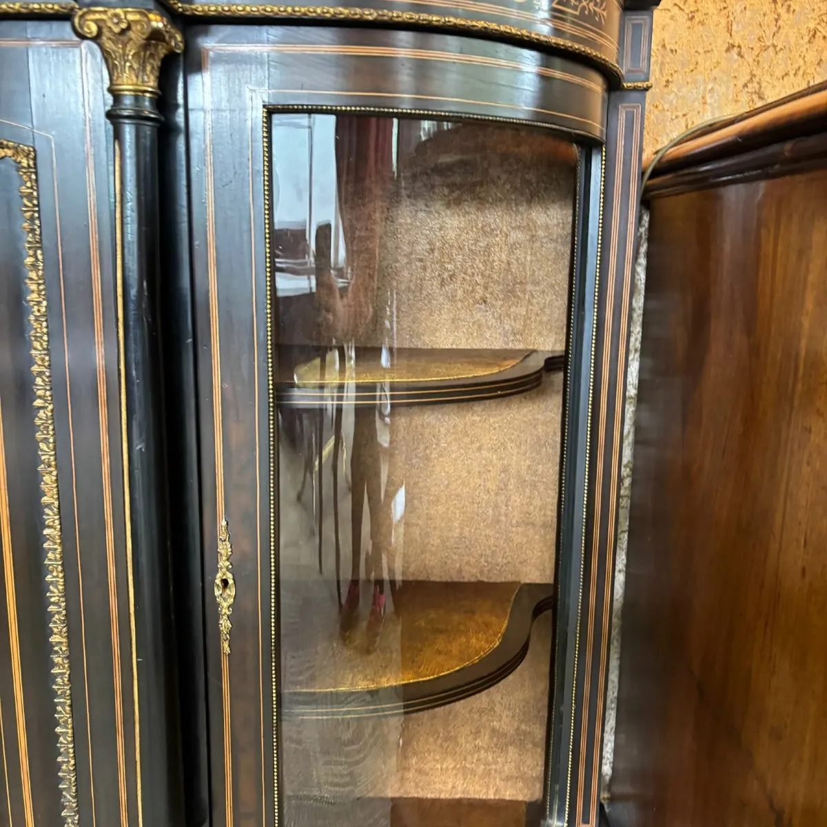 Victorian ebonised inlaid credenza - Image 2