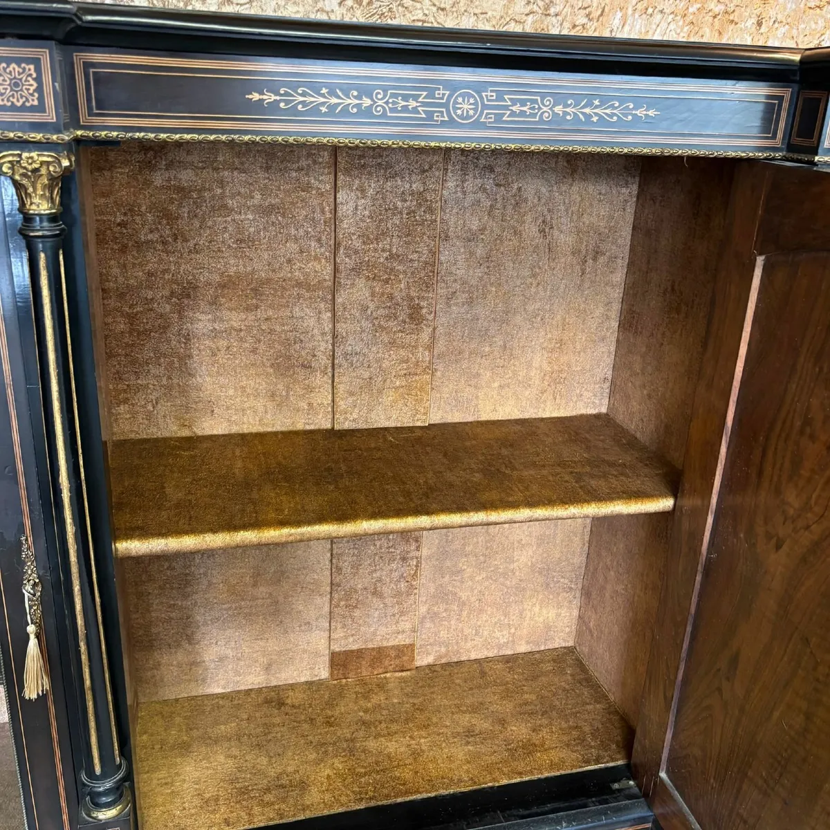 Victorian ebonised inlaid credenza - Image 4
