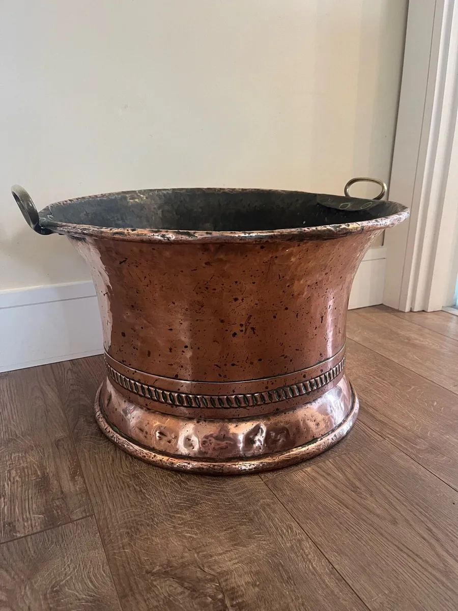 Antique Georgian Copper Log Bin - Image 2