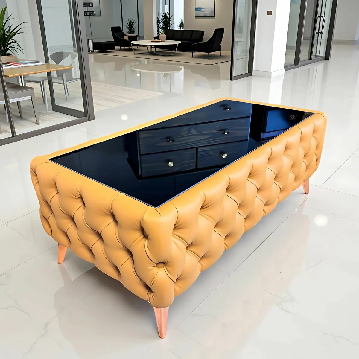 Chesterfield Coffee Table Velvet Rectangle 125x60 - Image 1