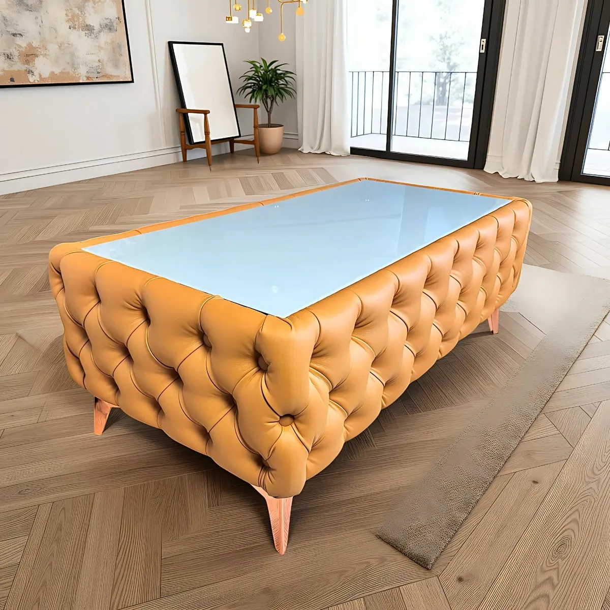 Chesterfield Coffee Table Velvet Rectangle 125x60 - Image 3