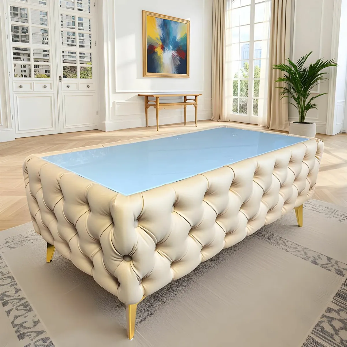 Chesterfield Coffee Table Velvet Rectangle 125x60 - Image 4