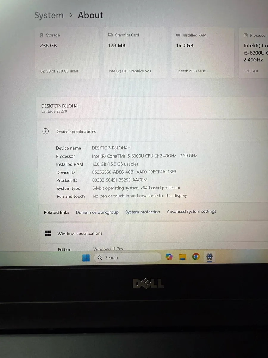 Dell laptop i5 pro 16-256 win 11 pro - Image 4