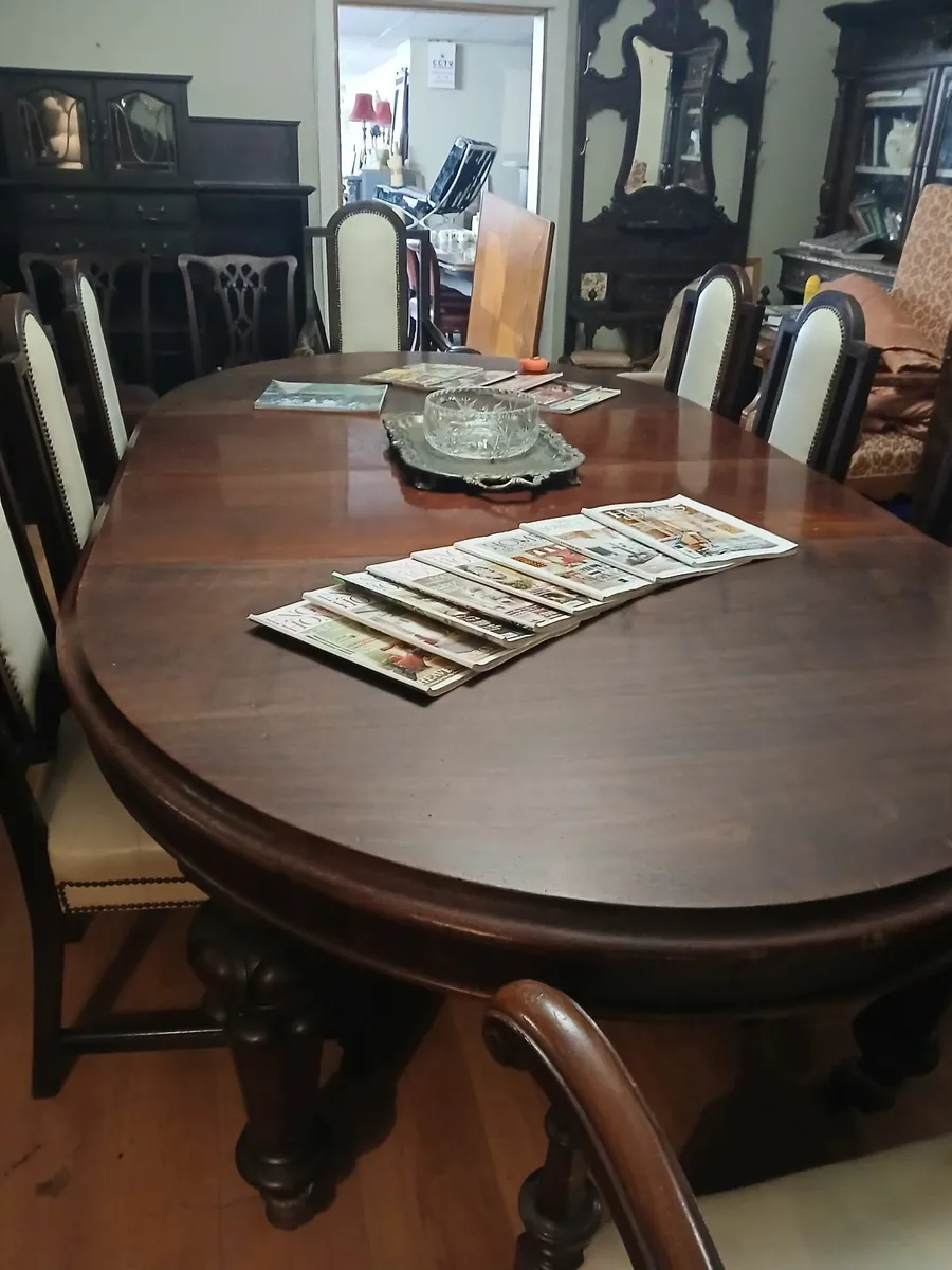 antique mahogany table and 8 chairs - Image 2