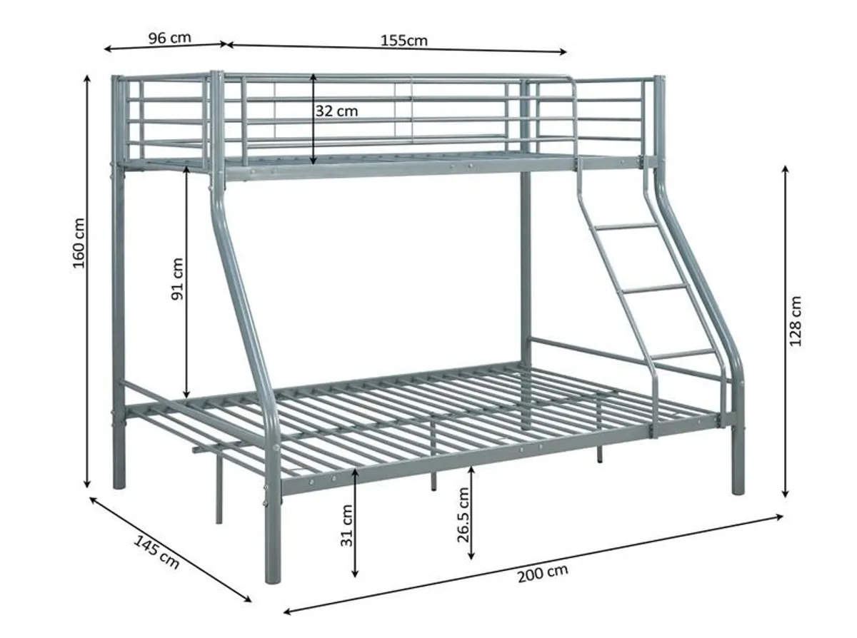 White Double Metal Bunk Bed Free Delivery - Image 2